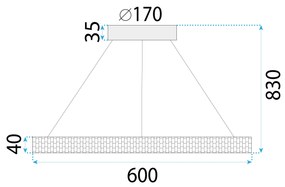 Toolight Toolight, LED stropné svietidlo, 4000K, 24W, APP1512-CP, čierna, OSW-05473