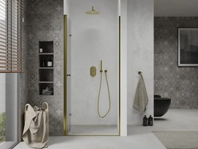 Mexen Lima, skladacie sprchové dvere do otvoru 100 x 190 cm, 6mm číre sklo, zlatý profil, 856-100-000-50-00
