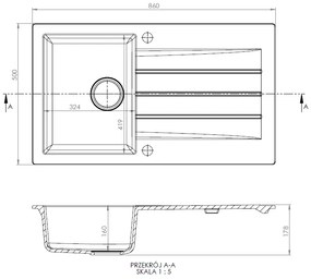 ALVEUS CZ CORTINA 130 - 55 béžová (860x500mm)+sifon pop-up F