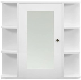 Kúpeľňová skrinka so zrkadlom, biela 66x17x63 cm, MDF