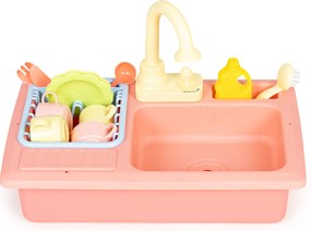 MULTISTORE Detský kuchynský drez s tečúcou vodou – hračkový drez na batérie, 12 ks príslušenstva