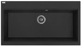 Laveo Tau, 1-komorový granitový drez 900x500x215 mm, čierna, LAV-SBT_B109