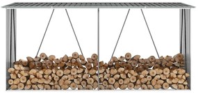 Záhradná kôlňa na drevo galvanizovaná oceľ 330x84x152 cm sivá 44859