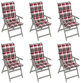Záhradné sklápacie stoličky 6 ks s podložkami akáciový masív 3065345