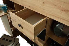 Detská kombinovaná posteľ 90 cm Sami 3 (dub artisan + matná čierna + biele madlá) (L). Vlastná spoľahlivá doprava až k Vám domov. 1085816