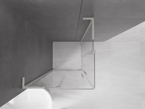 Mexen Velar L Duo, sprchový kút s posuvnými dverami 80 x 80 cm, 8mm číre sklo, brúsená oceľ, 871-080-080-02-03-97