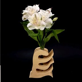 AMADEA Drevená váza v tvare hrebeňa, masívne drevo, výška 12 cm