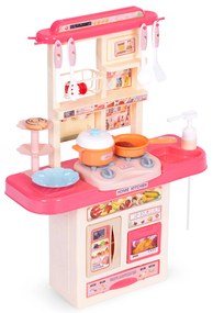 Ružová detská kuchynka s LED, zvukmi a 10 doplnkami