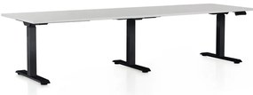 Výškovo nastaviteľný stôl OfficeTech Long, 260 x 80 cm, čierna podnož, svetlo sivá