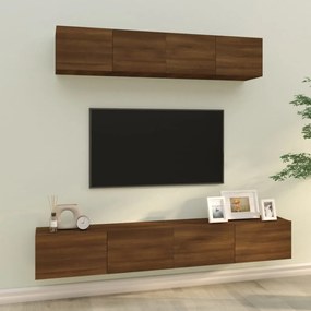 4-dielna súprava TV skriniek hnedý dub spracované drevo