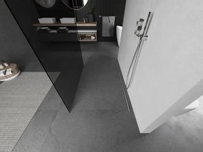 Mexen Kioto, sprchová zástena Walk-In 130 x 200 cm, 8mm šedé sklo, brúsená oceľ profil,  800-130-002-97-40