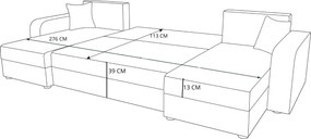 Rozkladacia sedacia súprava do U VALERIO 305x140 cm, tmavosivá/antracitová