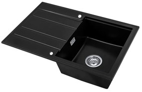 Gamma Modern 8050, 1-komorový granitový drez 790x500x210 mm, čierna, GMA-ZM-8050-BK