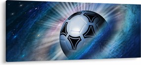 Obraz - Futbalová lopta vo vesmíre (120x50 cm)