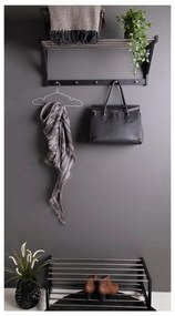 Čierna polička na topánky z topoľového dreva Padova - House Nordic