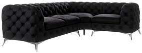 Čierna zamatová rohová pohovka (pravý roh/do L) Chelsea – Ropez