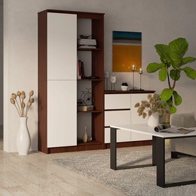 Regál Rexa 80 cm 1 skrinka a 4 police wenge/biela