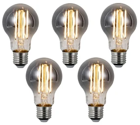 Sada 5 ks Inteligentné stmievateľné LED žiarovky E27 A60 dymové 4,9 W 150 lm 1800 K