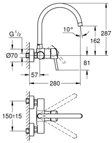 GROHE 32667001 - Drezová batéria CONCETTO 280 mm lesklý chróm