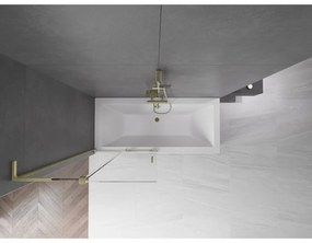 Mexen Velar L, 2-krídlová posuvná vaňová zástena 90 x 150 cm, 8mm číre sklo, zlatý matný profil, 896-090-003-01-55