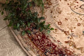 Koberec POLONIA KORDOBA 25 rozeta / rám, svetlý rubín kruh