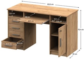 PC stolík Barba (dub artisan). Vlastná spoľahlivá doprava až k Vám domov. 1119637