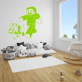 Veselá Stena Samolepka Minecraft so psom Farba: zelená, Veľkosť: 100 x 97 cm