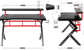 PC stolík Hyperion 5.0 (čierna + červená). Vlastná spoľahlivá doprava až k Vám domov. 1087509