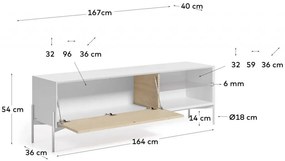 Dizajnová TV skrinka MARIELLE 167x63 cm v prírodnej jaseňovej dýhe