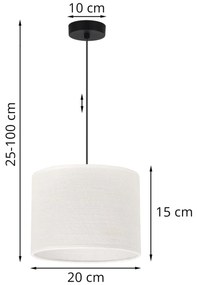 Závesné svietidlo Juta, 1x biele jutové tienidlo, (fi 20cm), b