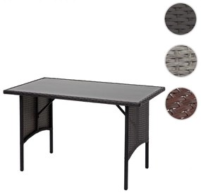 Polyratanový jedálenský stôl HWC-G16, 112x60cm - hnedá