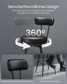 Kolekcia VASAGLE EKHO - Sada 2 ks barových stoličiek, otočné s operadlom, 76 cm, čierne