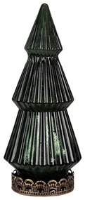 Zelený sklenený dekoračný svietiaci stromček LED Tree - Ø 7*16 cm