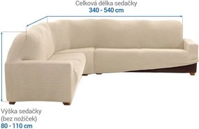 Super strečové poťahy NIAGARA smotanová rohová sedačka (š. 340 - 540 cm)