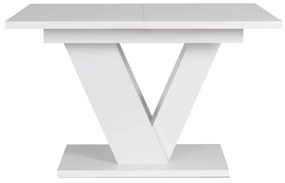 Rozkladací jedálenský stôl CLARK – biely lesk, 120–160 cm