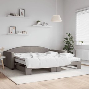 Rozkladacia denná posteľ s matracmi sivohnedá 100x200 cm látka 3197214