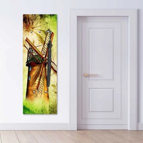 Gario Vešiak na stenu Veterný mlyn na zelenom pozadí Rozmery: 25 x 70 cm