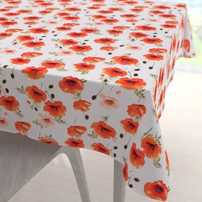 Biante Teflónový štvorcový obrus TF-133 Červenooranžové vlčie maky na bielom 40x40 cm