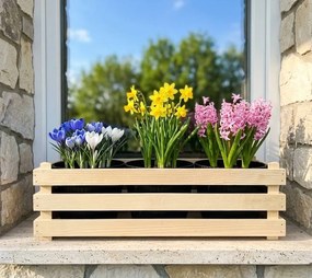 AMADEA Drevený obal s kvetináčmi, 47x17x15cm Český výrobok