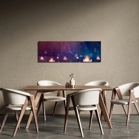 Obraz - Čarovné lekná (s hodinami) (90x30 cm)