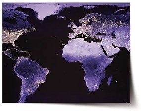 Sablio Plagát Svetelná mapa sveta - 90x60 cm