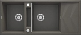 Deante Magnetic, 2-komorový granitový drez s odkvapkávačom 1160x500x224 mm, antracitová metalíza, DEA-ZRM_T213