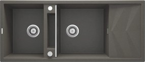 Deante Magnetic, 2-komorový granitový drez s odkvapkávačom 1160x500x224 mm, antracitová metalíza, DEA-ZRM_T213