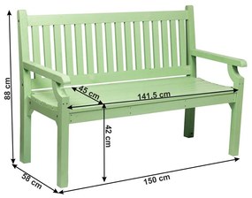 Tempo Kondela Drevená záhradná lavička, neo mint, 150 cm, KOLNA