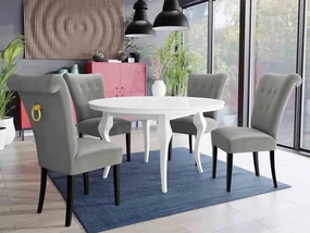 Stôl Julia FI 120 so 4 stoličkami ST65, Farby: čierny, Farby: zlatý, Farby:: biely lesk, Potah: Magic Velvet 2217