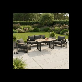 GARDEN LINE Záhradná sedacia súprava SKOPJE (pohovka + 2 kreslá + stôl) – sivá