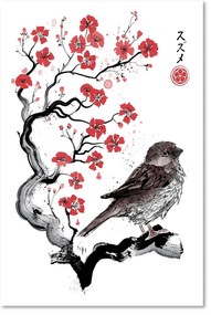 Gario Obraz na plátne Malý vrabček Sumi-e - Dr.Monekers Rozmery: 40 x 60 cm