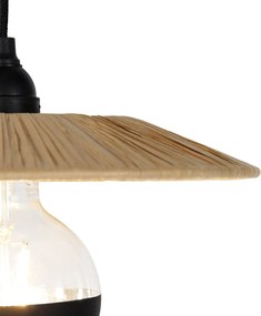 Rustikálne závesné svietidlo čierne s lanom 3-svetlo - Leia