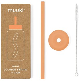 Silikónová slamka s čistiacou kefkou/s viečkom Tropical Papaya – Muuki