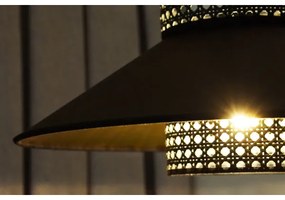 Duolla - Luster na lanku RIO RATTAN 1xE27/15W/230V pr. 45 cm čierna/zlatá